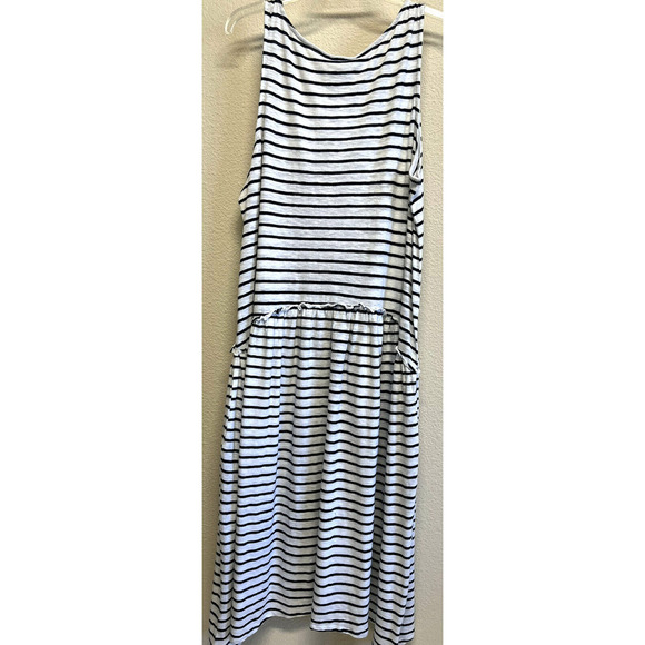 Caslon Size 1X Sleeveless Midi Dress Striped Navy White Pockets Summer NEW - Picture 8 of 9
